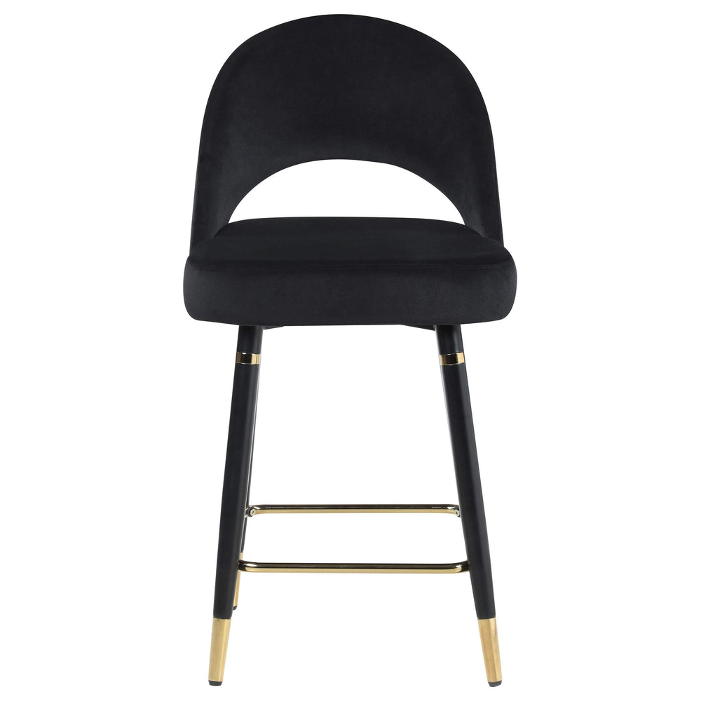 Silla de mostrador Lindsey tapizada en terciopelo negro (juego de 2)