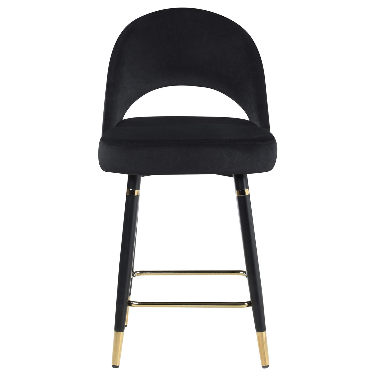 Silla de mostrador Lindsey tapizada en terciopelo negro (juego de 2)