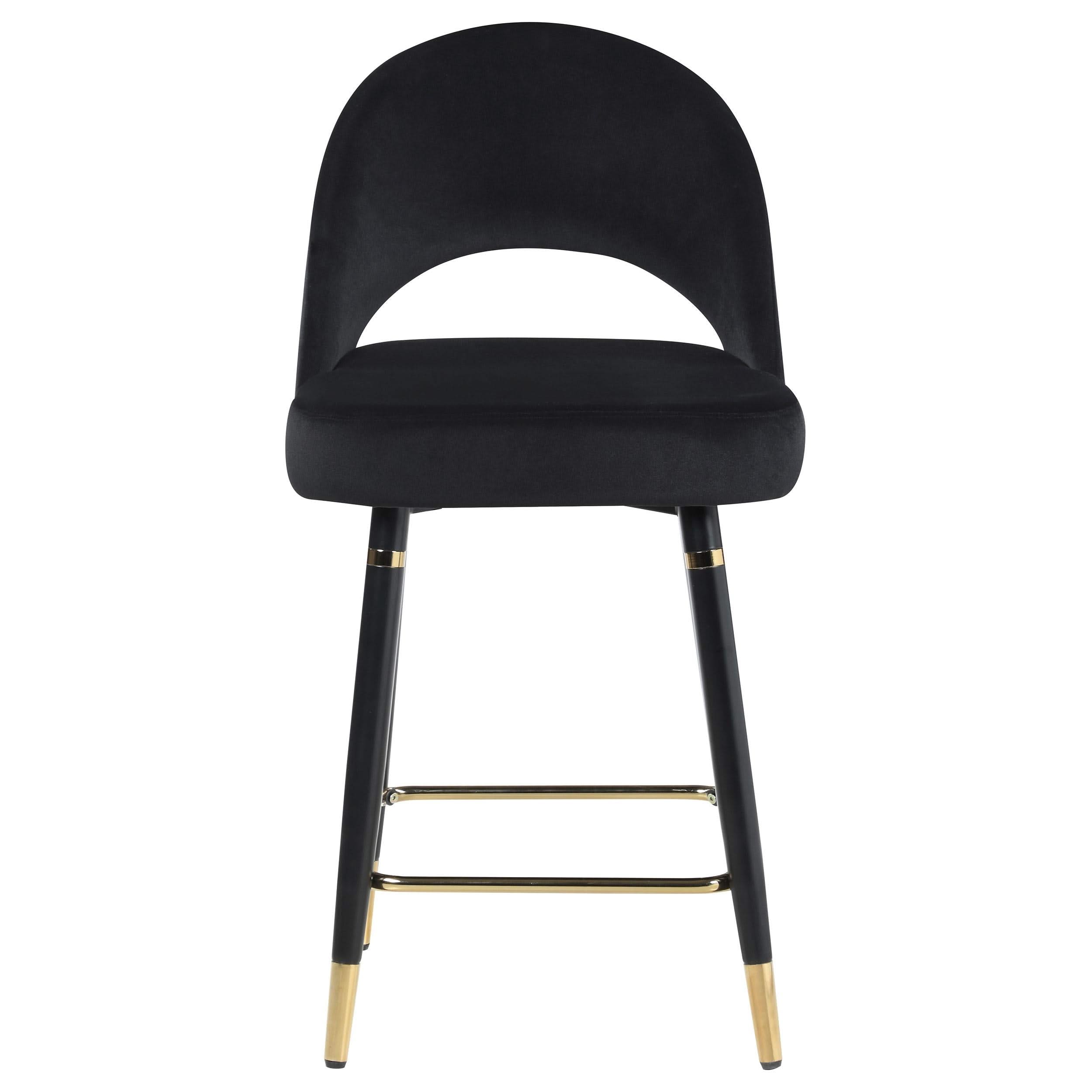 Silla de mostrador Lindsey tapizada en terciopelo negro (juego de 2)