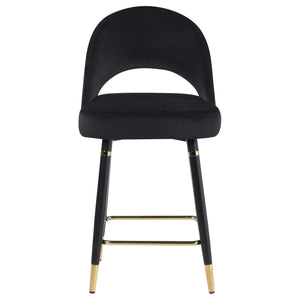 Silla de mostrador Lindsey tapizada en terciopelo negro (juego de 2)