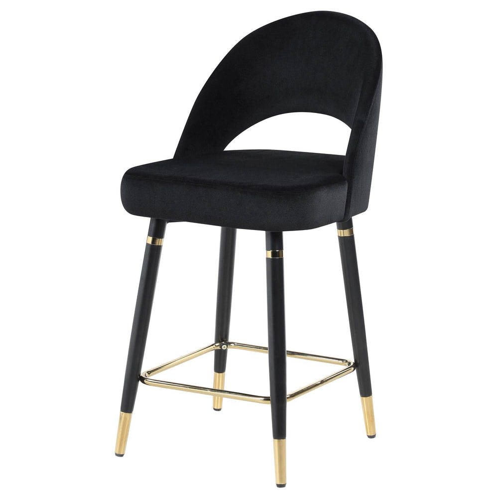 Silla de mostrador Lindsey tapizada en terciopelo negro (juego de 2)