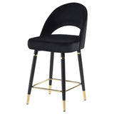 Silla de mostrador Lindsey tapizada en terciopelo negro (juego de 2)