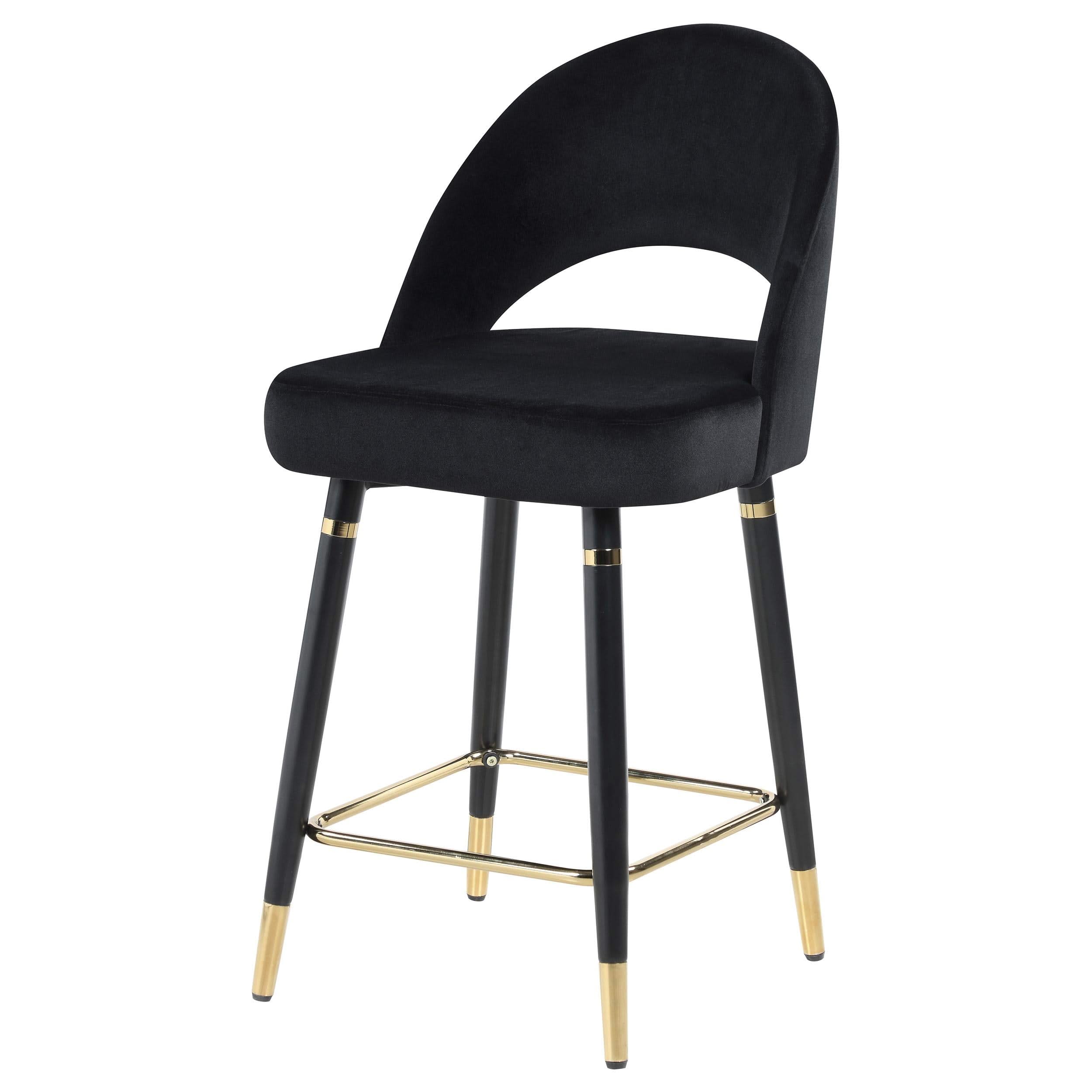 Silla de mostrador Lindsey tapizada en terciopelo negro (juego de 2)