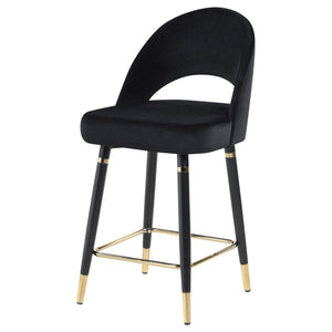 Silla de mostrador Lindsey tapizada en terciopelo negro (juego de 2)