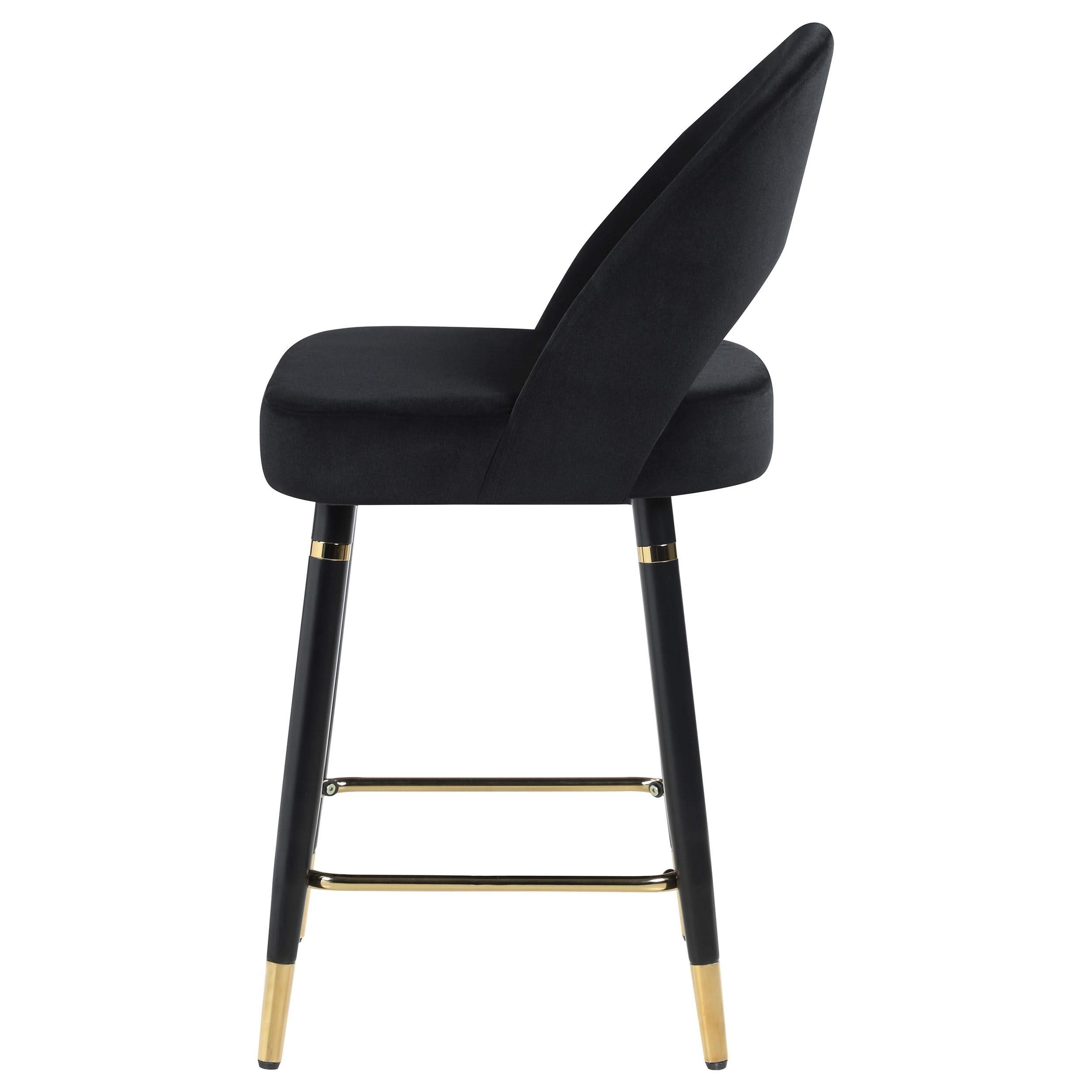 Silla de mostrador Lindsey tapizada en terciopelo negro (juego de 2)