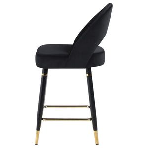 Silla de mostrador Lindsey tapizada en terciopelo negro (juego de 2)