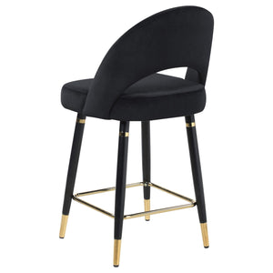 Silla de mostrador Lindsey tapizada en terciopelo negro (juego de 2)