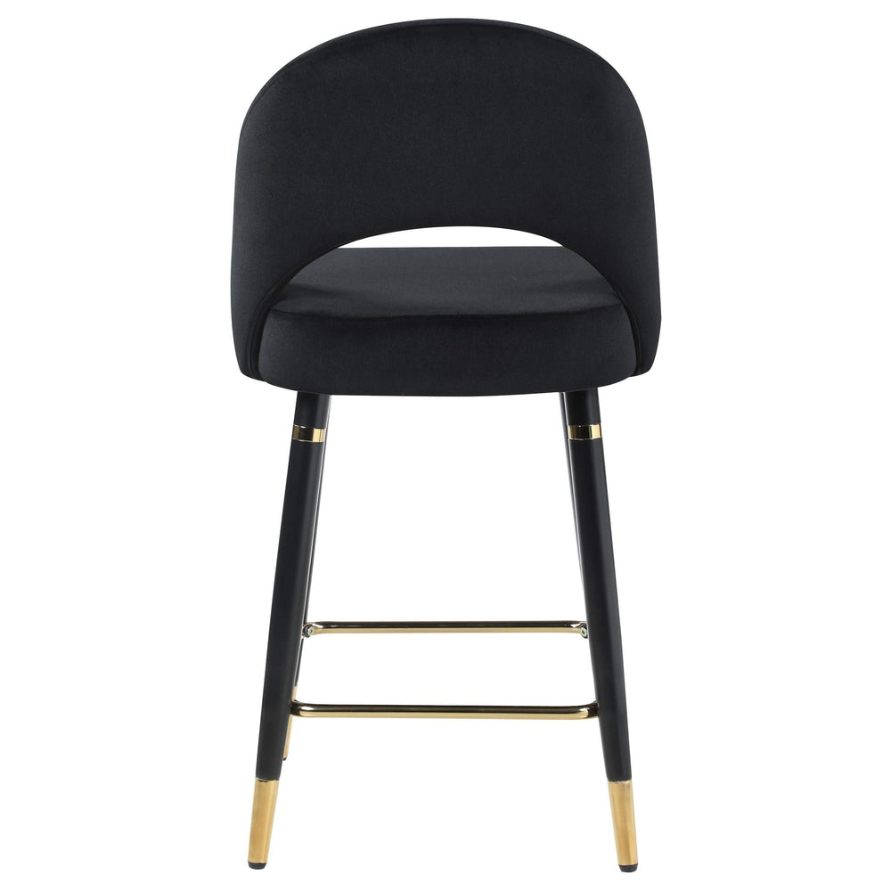 Silla de mostrador Lindsey tapizada en terciopelo negro (juego de 2)