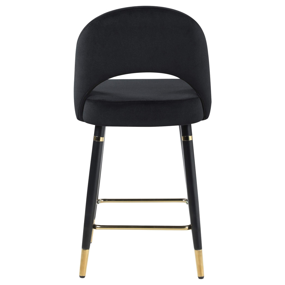 Silla de mostrador Lindsey tapizada en terciopelo negro (juego de 2)