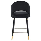 Silla de mostrador Lindsey tapizada en terciopelo negro (juego de 2)
