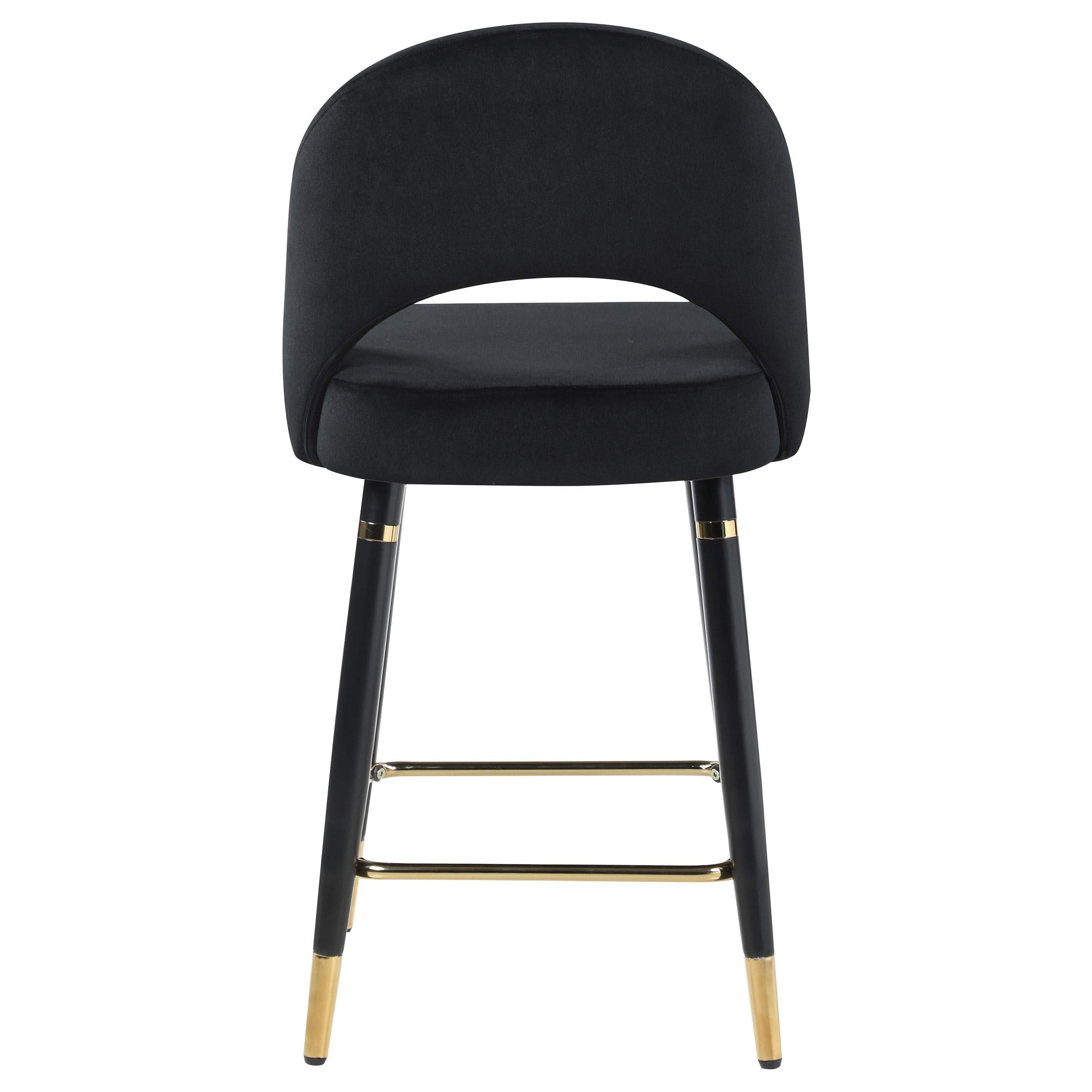 Silla de mostrador Lindsey tapizada en terciopelo negro (juego de 2)