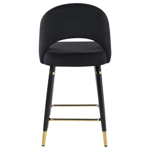 Silla de mostrador Lindsey tapizada en terciopelo negro (juego de 2)