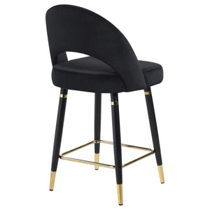 Silla de mostrador Lindsey tapizada en terciopelo negro (juego de 2)