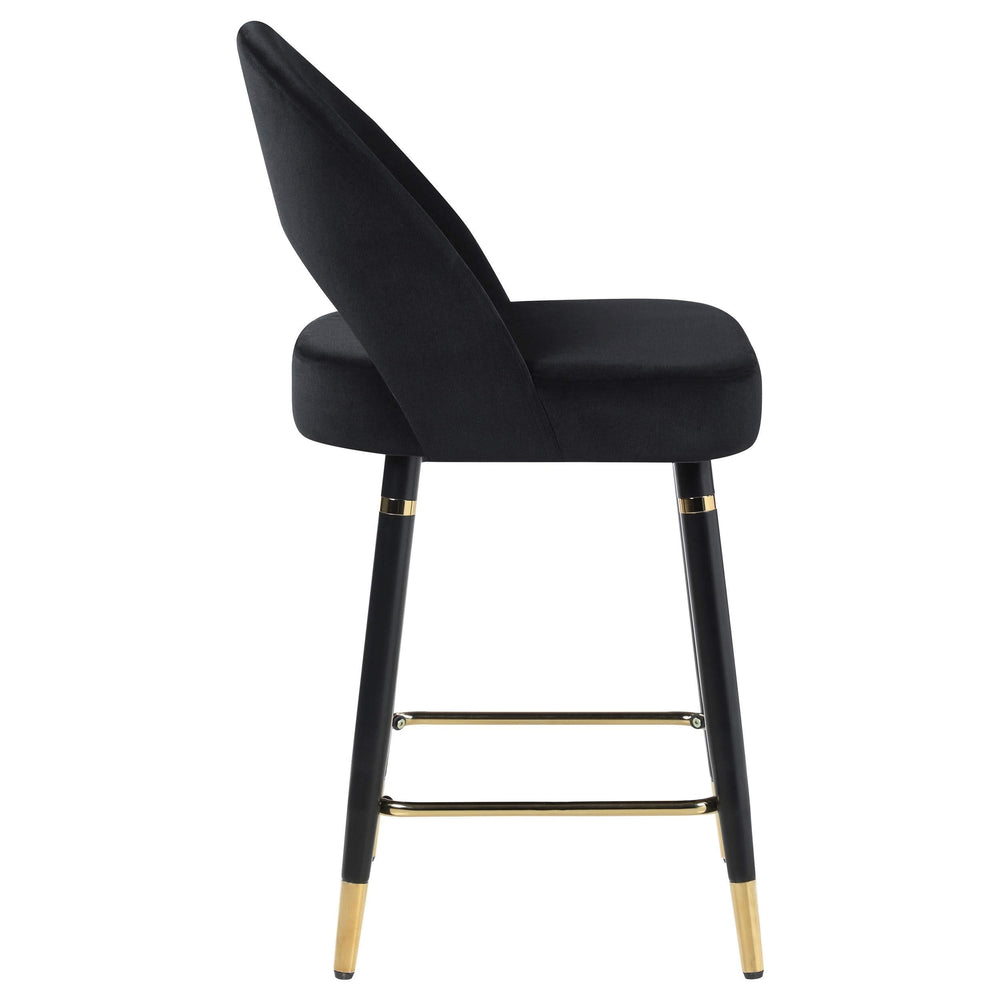 Silla de mostrador Lindsey tapizada en terciopelo negro (juego de 2)