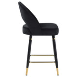 Silla de mostrador Lindsey tapizada en terciopelo negro (juego de 2)