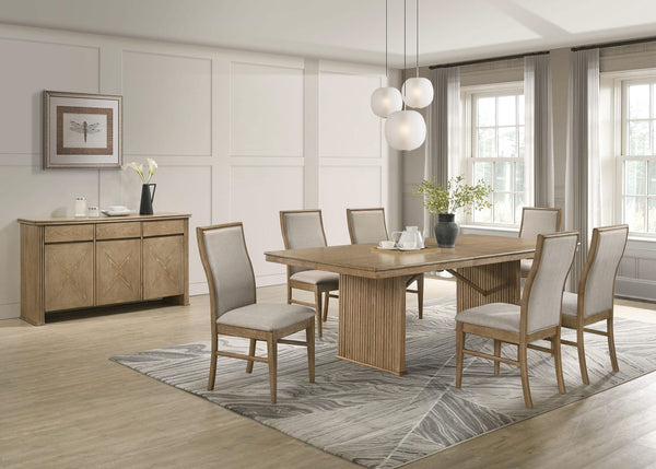 Juego de comedor extensible Adina de 8 piezas en marrón claro envejecido