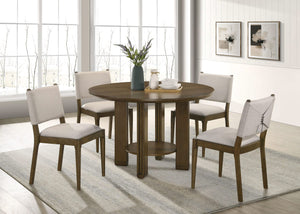 Juego de mesa de comedor redonda de madera Ottowa de 5 piezas, color marrón