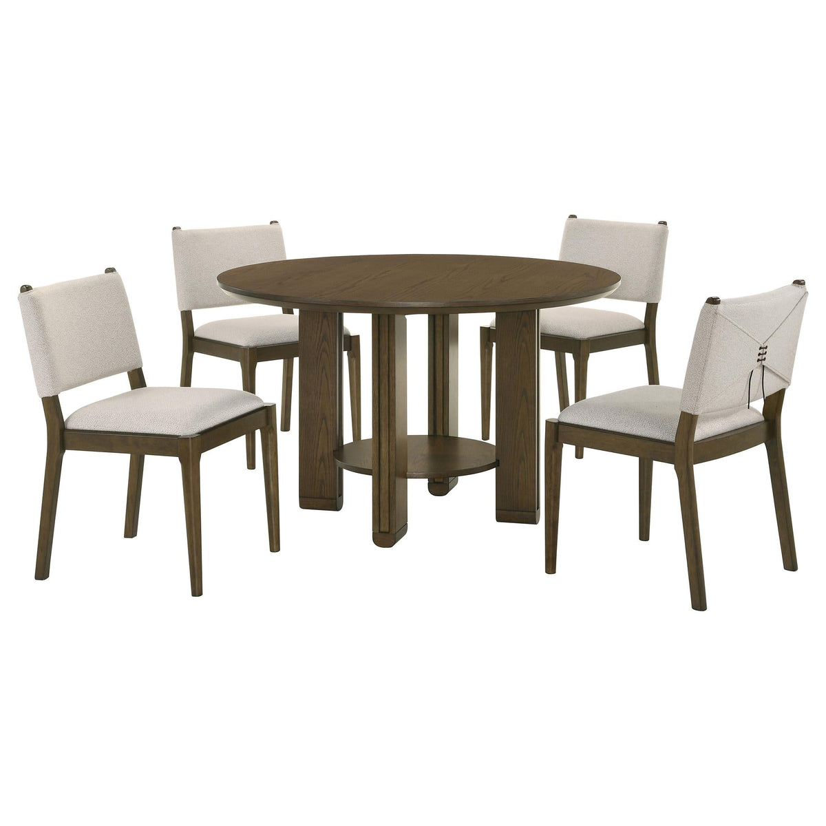 Juego de mesa de comedor redonda de madera Ottowa de 5 piezas, color marrón