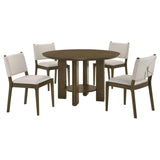 Juego de mesa de comedor redonda de madera Ottowa de 5 piezas, color marrón