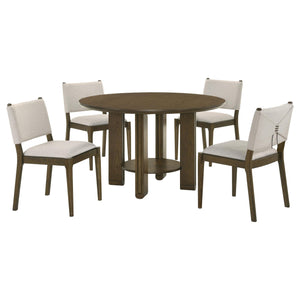 Juego de mesa de comedor redonda de madera Ottowa de 5 piezas, color marrón