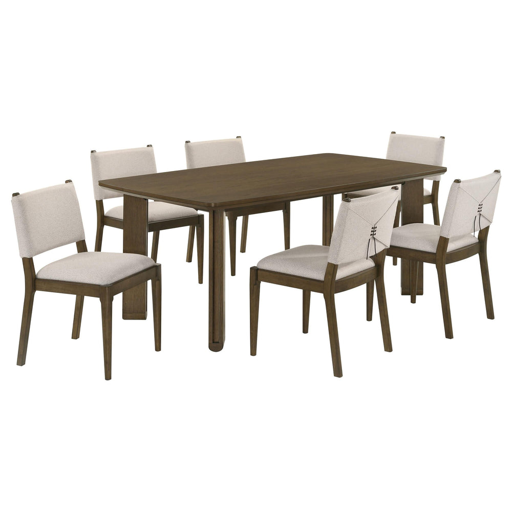 Juego de mesa de comedor rectangular de madera Ottowa de 7 piezas, color marrón