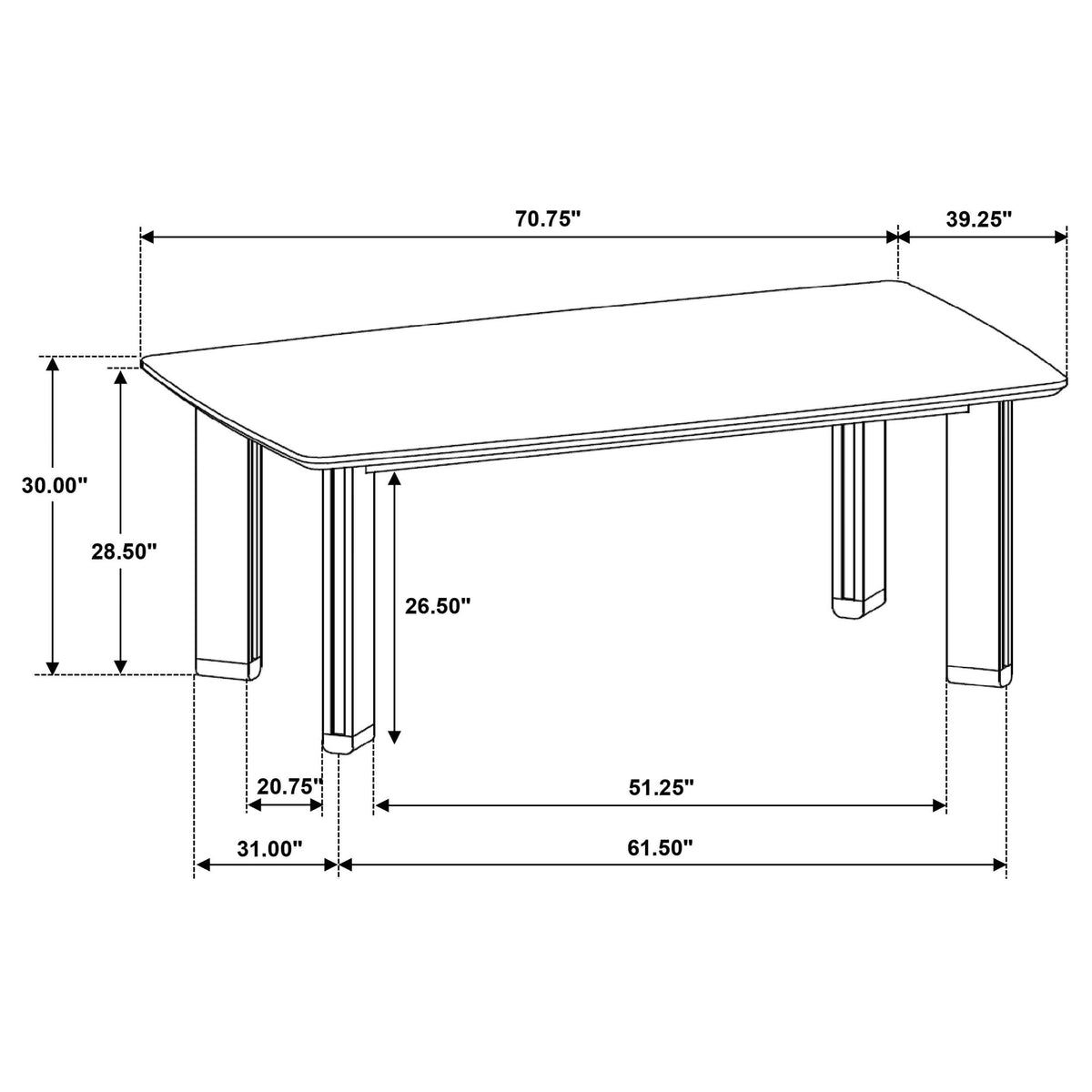 Mesa de comedor rectangular de madera Ottowa de 71 pulgadas, color marrón