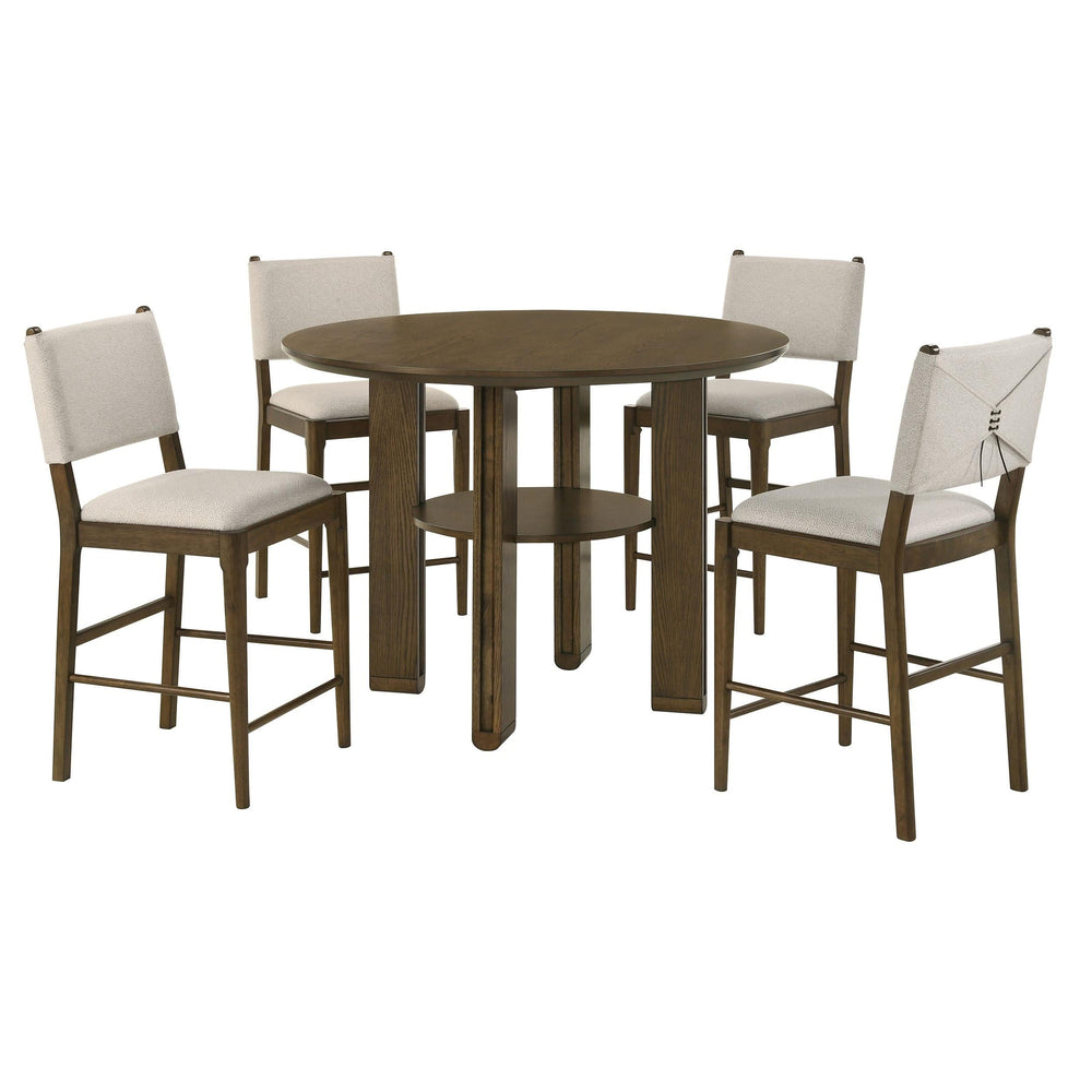 Juego de comedor redondo de 5 piezas Ottowa de altura de mostrador marrón