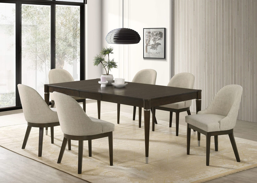 Juego de comedor rectangular Reseda de 7 piezas en marrón ceniza