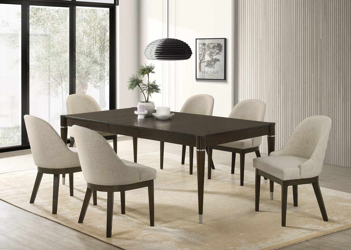 Juego de comedor rectangular Reseda de 7 piezas en marrón ceniza
