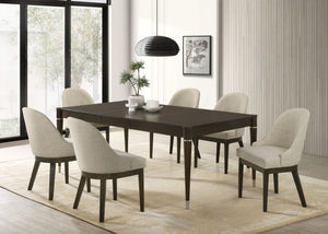 Juego de comedor rectangular Reseda de 7 piezas en marrón ceniza