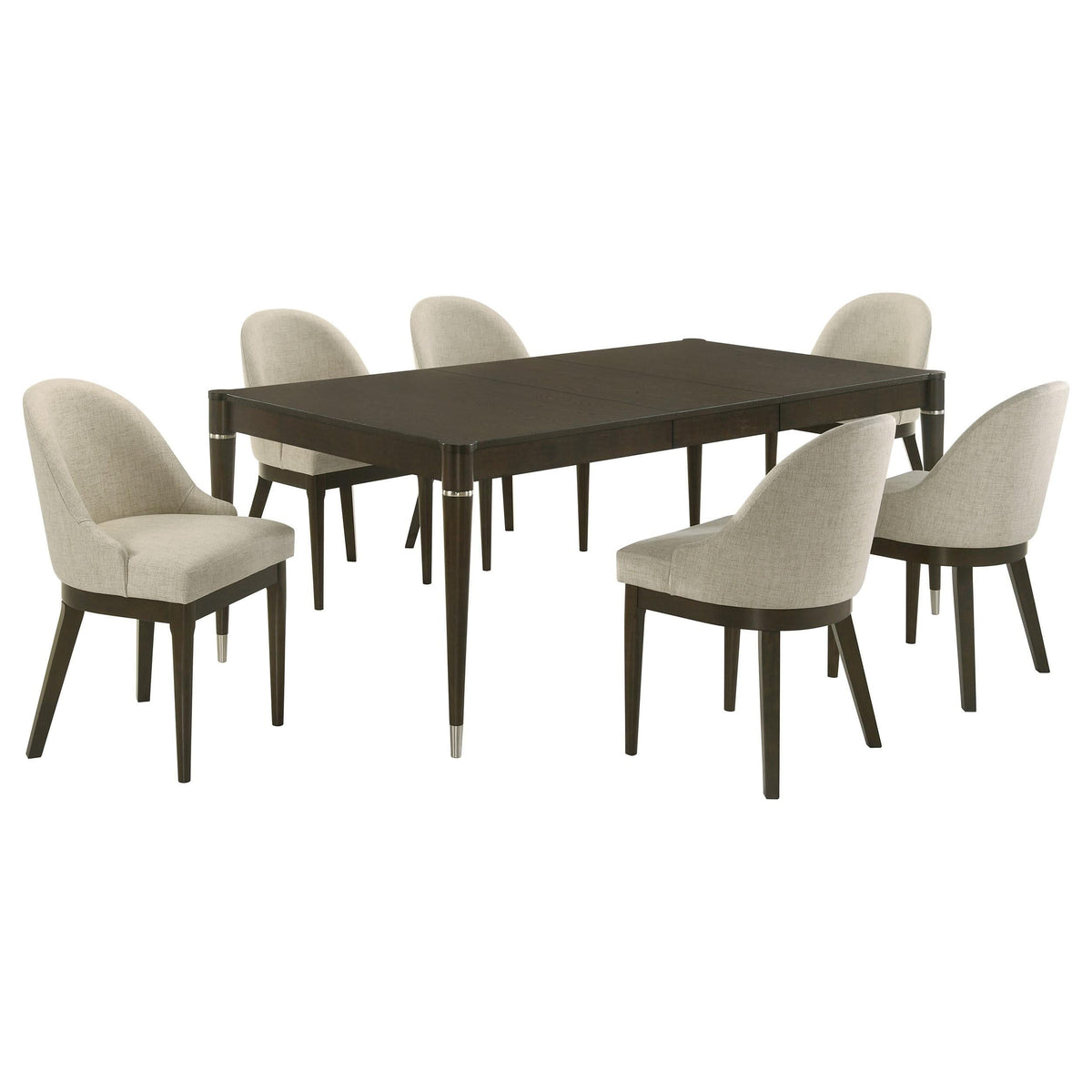 Juego de comedor rectangular Reseda de 7 piezas en marrón ceniza