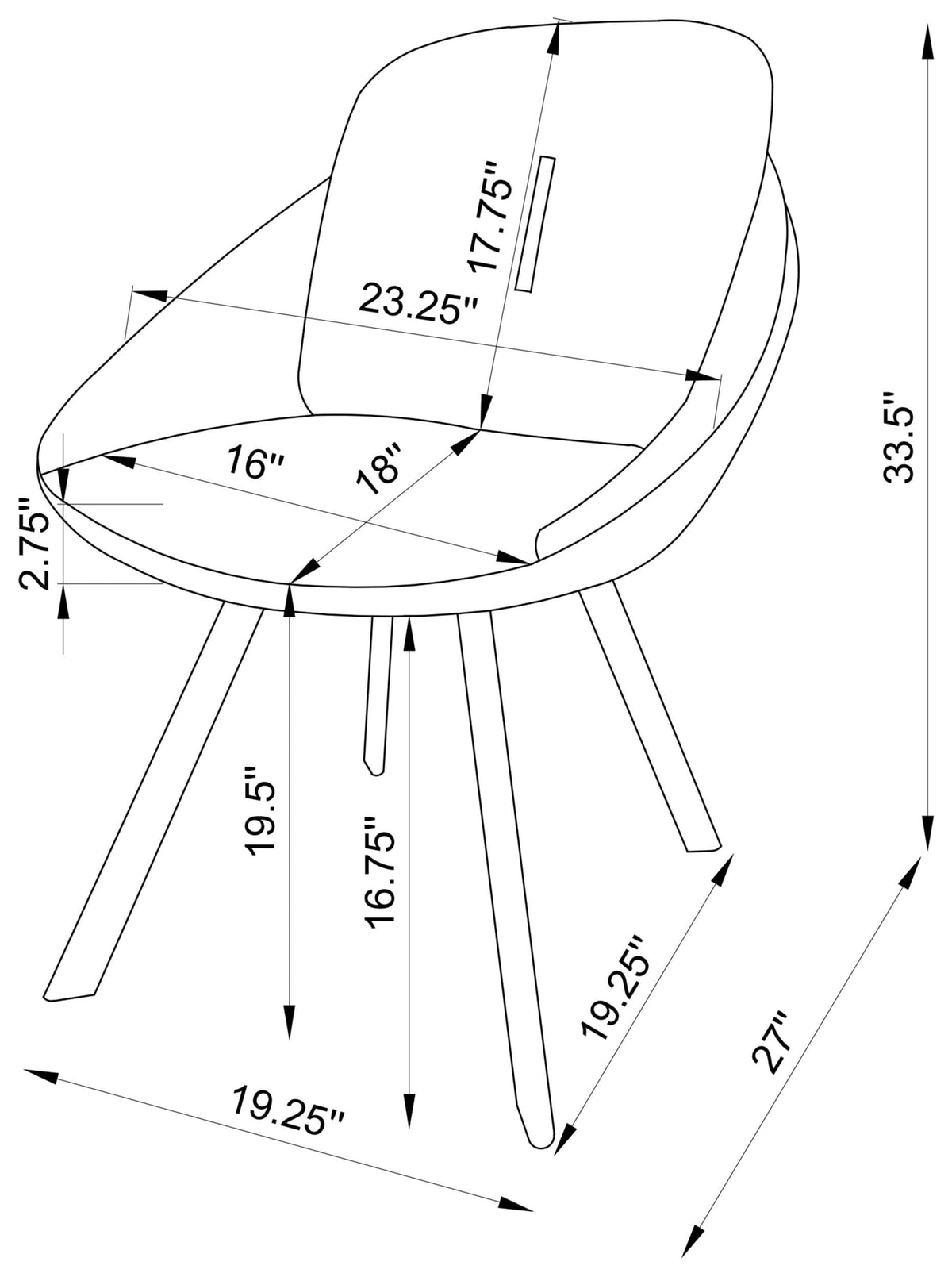 Sillas laterales giratorias y acolchadas Mina (juego de 2)