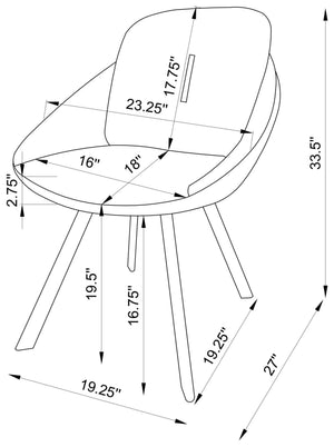 Sillas laterales giratorias y acolchadas Mina (juego de 2)