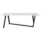 Mesa de comedor rectangular Mayer de 87 pulgadas con imitación de mármol, color blanco
