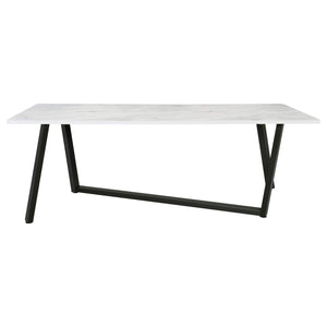 Mesa de comedor rectangular Mayer de 87 pulgadas con imitación de mármol, color blanco