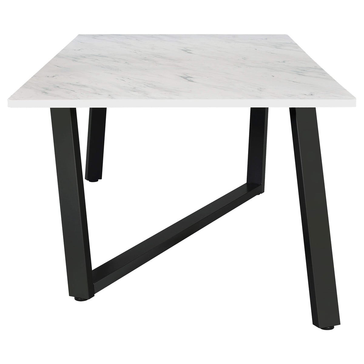 Mesa de comedor rectangular Mayer de 87 pulgadas con imitación de mármol, color blanco