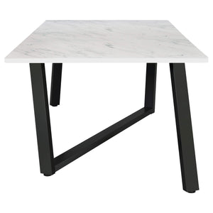 Mesa de comedor rectangular Mayer de 87 pulgadas con imitación de mármol, color blanco