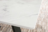 Mesa de comedor rectangular Mayer de 87 pulgadas con imitación de mármol, color blanco