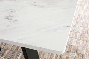 Mesa de comedor rectangular Mayer de 87 pulgadas con imitación de mármol, color blanco