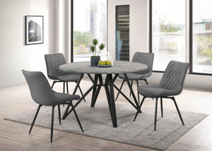 Juego de mesa de comedor redonda Neil de 5 piezas en hormigón y metal gris