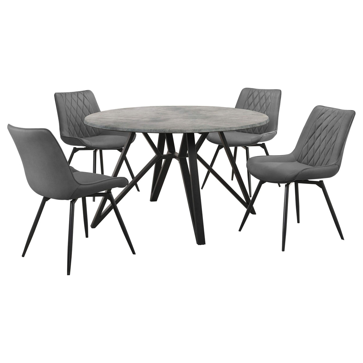 Juego de mesa de comedor redonda Neil de 5 piezas en hormigón y metal gris