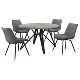 Juego de mesa de comedor redonda Neil de 5 piezas en hormigón y metal gris