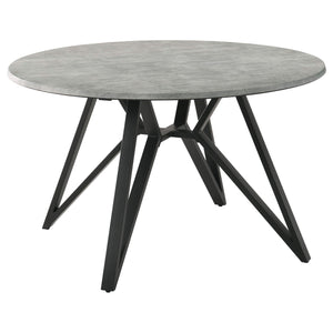 Juego de mesa de comedor redonda Neil de 5 piezas en hormigón y metal gris