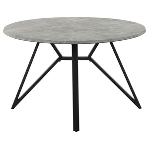 Juego de mesa de comedor redonda Neil de 5 piezas en hormigón y metal gris