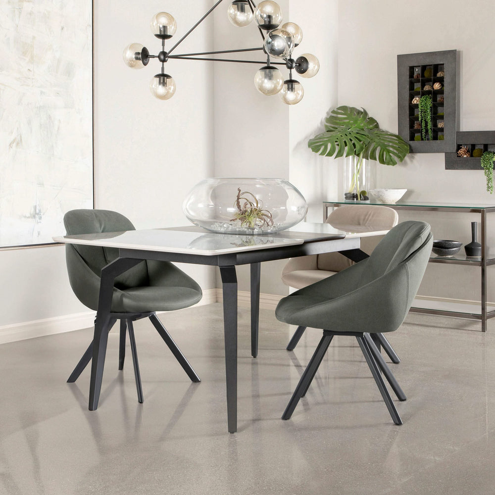 Mesa de comedor extensible rectangular Mina de 65 pulgadas de cerámica gris