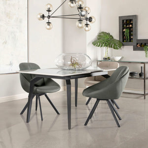 Mesa de comedor extensible rectangular Mina de 65 pulgadas de cerámica gris