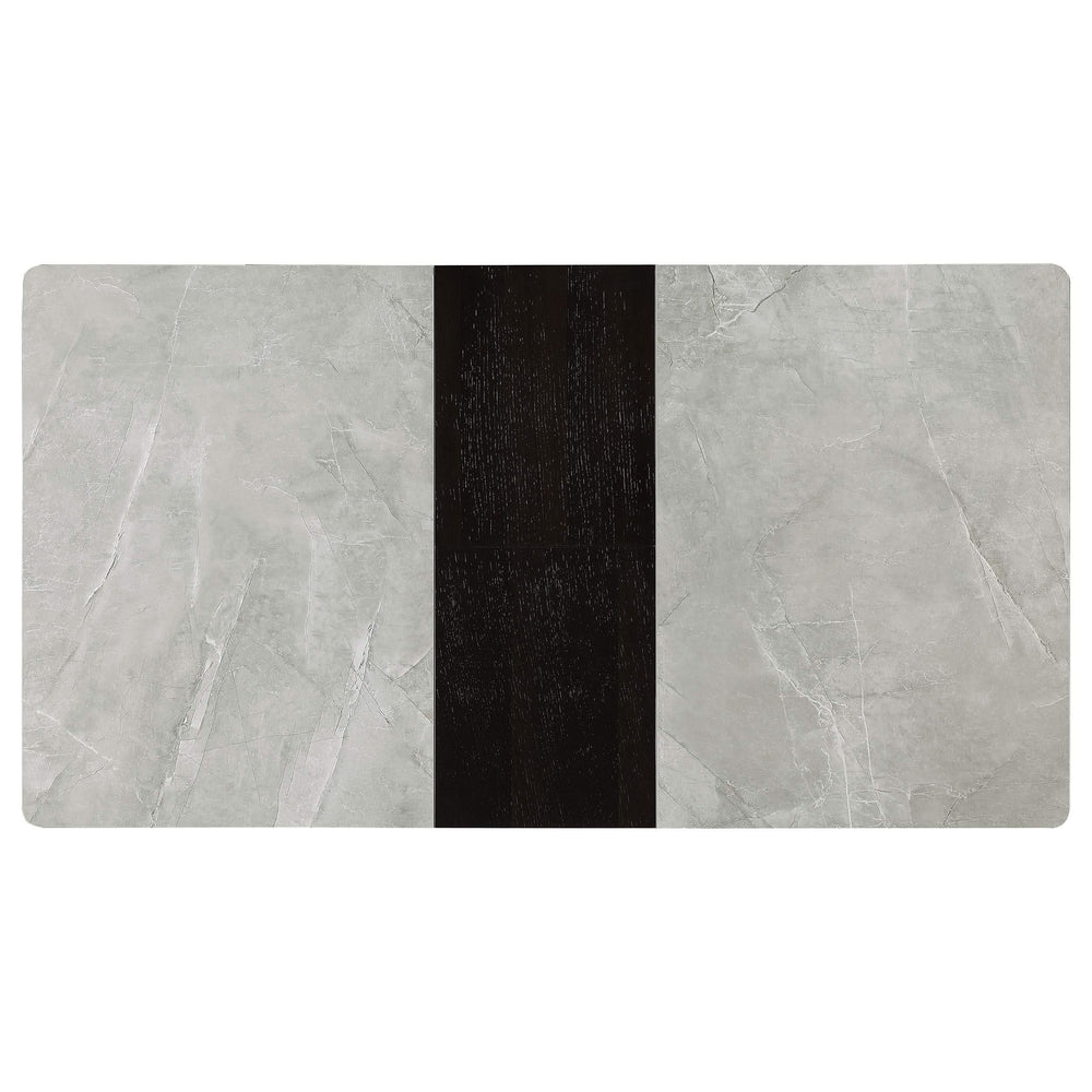 Mesa de comedor extensible rectangular Mina de 65 pulgadas de cerámica gris