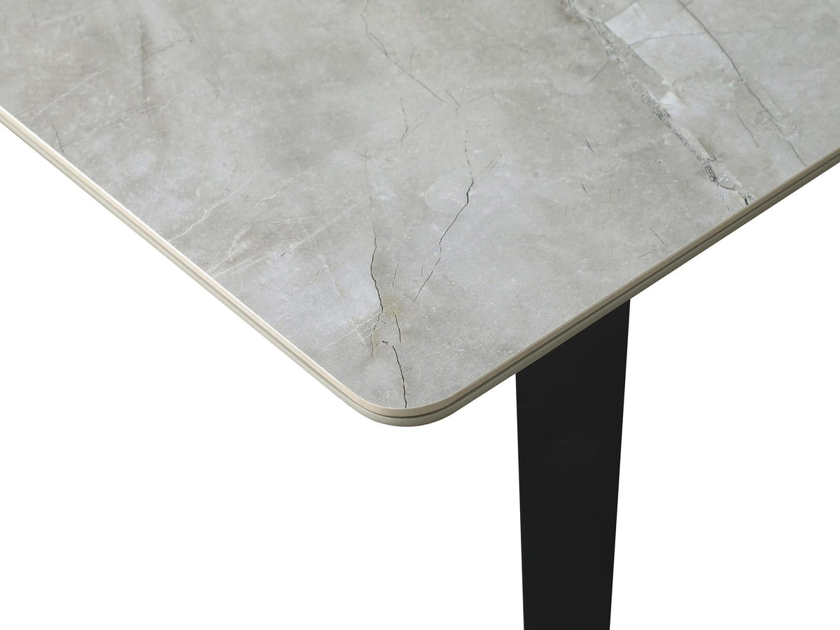 Mesa de comedor extensible rectangular Mina de 65 pulgadas de cerámica gris