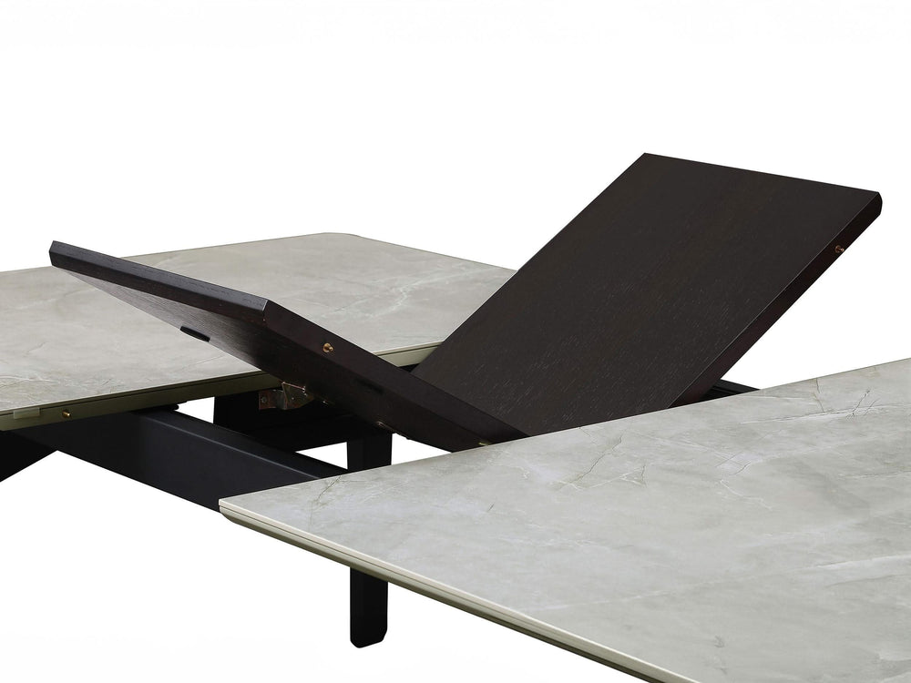 Mesa de comedor extensible rectangular Mina de 65 pulgadas de cerámica gris