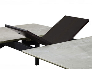 Mesa de comedor extensible rectangular Mina de 65 pulgadas de cerámica gris
